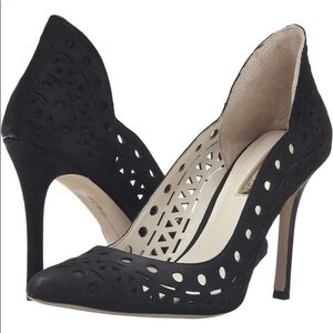BCBGeneration Black Laser-Cut Pointed Stiletto Pumps